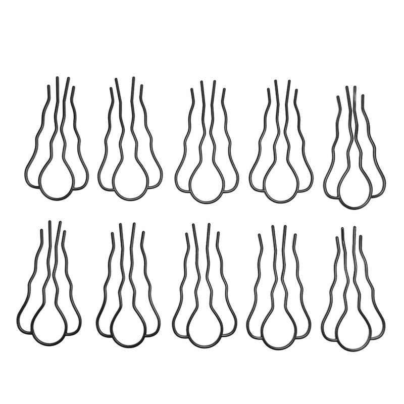 Vintage Metal U Shaped Hair Pins 10pcs Black Coating For Bun Updo Hairstyling - Image 1